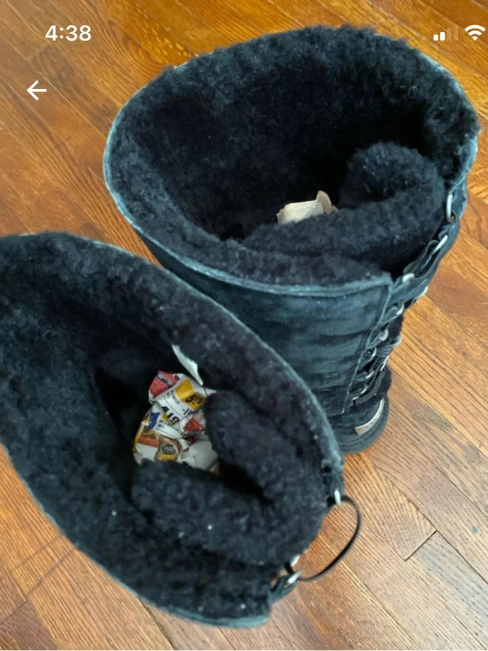 UGG Australia Womens Roseberry Winter Boots Size 8 Black Leather Sheepskin
